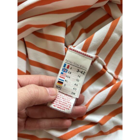 Saint James L'Atelier Women's Orange And White Striped Designer Blouse Small - Picture 11 of 12